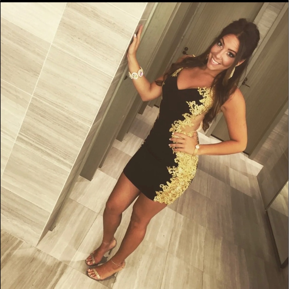 Black and gold jovani dress